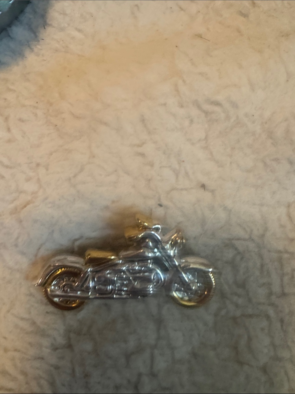 Silver & Gold Tone Motorcycle Pin Brooch